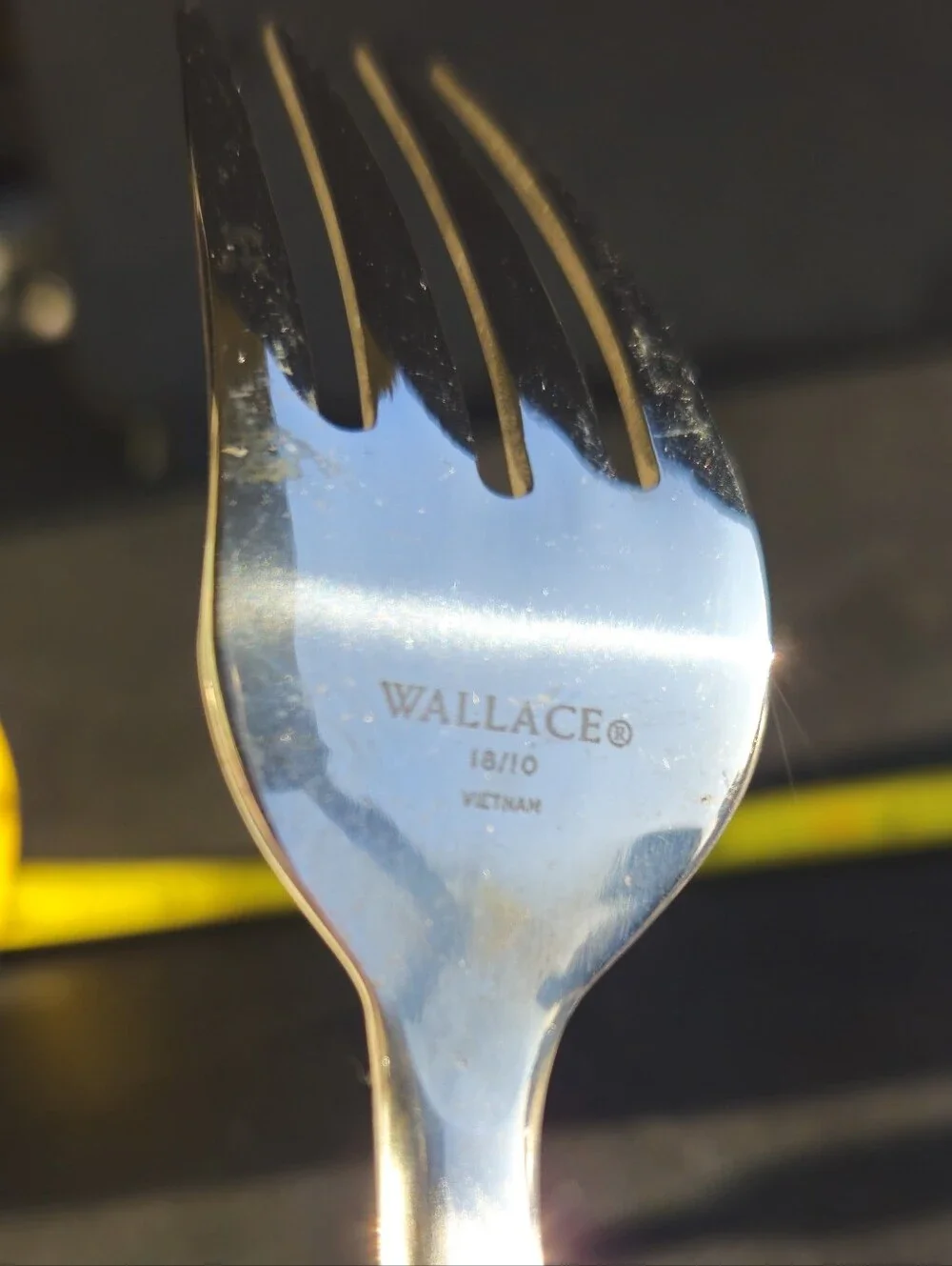 Wallace Bee Pattern Dinner Fork Stainless With Goldplate Trim.
